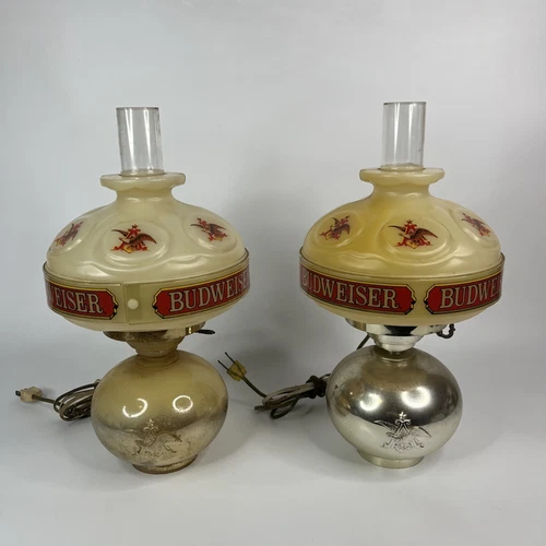 (2) VINTAGE Budweiser Beer Wall Light Sconces, Bar/Pub Light Sign