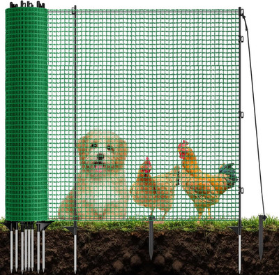 Portable Garden Fence 3'x50' with Posts & Stakes - Animal Safety Barrier