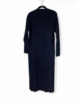 M&S Collection Sweater Dress SzM Long Sleeve Knit Midi Side Slit Metallic Thread