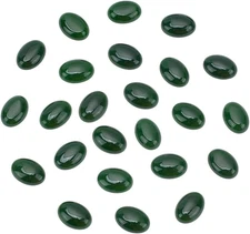 20Pcs Green Natural Oval Moss Stone 0.55 Inch Oval Cabochon Flatback Gemstones Q