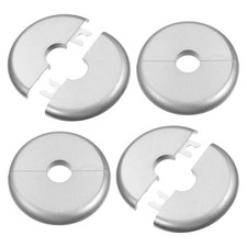 4 Pcs Escutcheon Plate, Self-Adhesive Plumbing Cover Plates, Round Silver