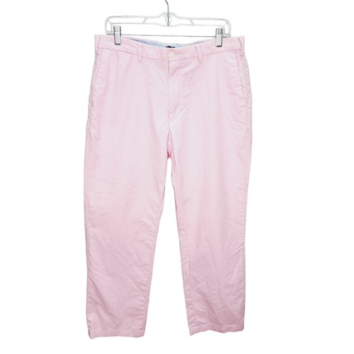 Vintage Polo Ralph Lauren Pink Cotton Preppy Men's Flat Front Casual Pants - Picture 1 of 17