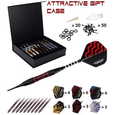 Belle Vous 12 Pak Professionele Stalen Tip Darts Set - 18 g Metalen Tip Dartpijlen met Kleurrijke Aluminium Shafts, Flights en Beschermers - Dart Accessoires Gereedschapsset met Slijper - 4 Kleuren