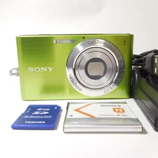 SONY Cyber-shot DSC-W320 Green Digital Camera w/Battery Charger SD Card Japanese