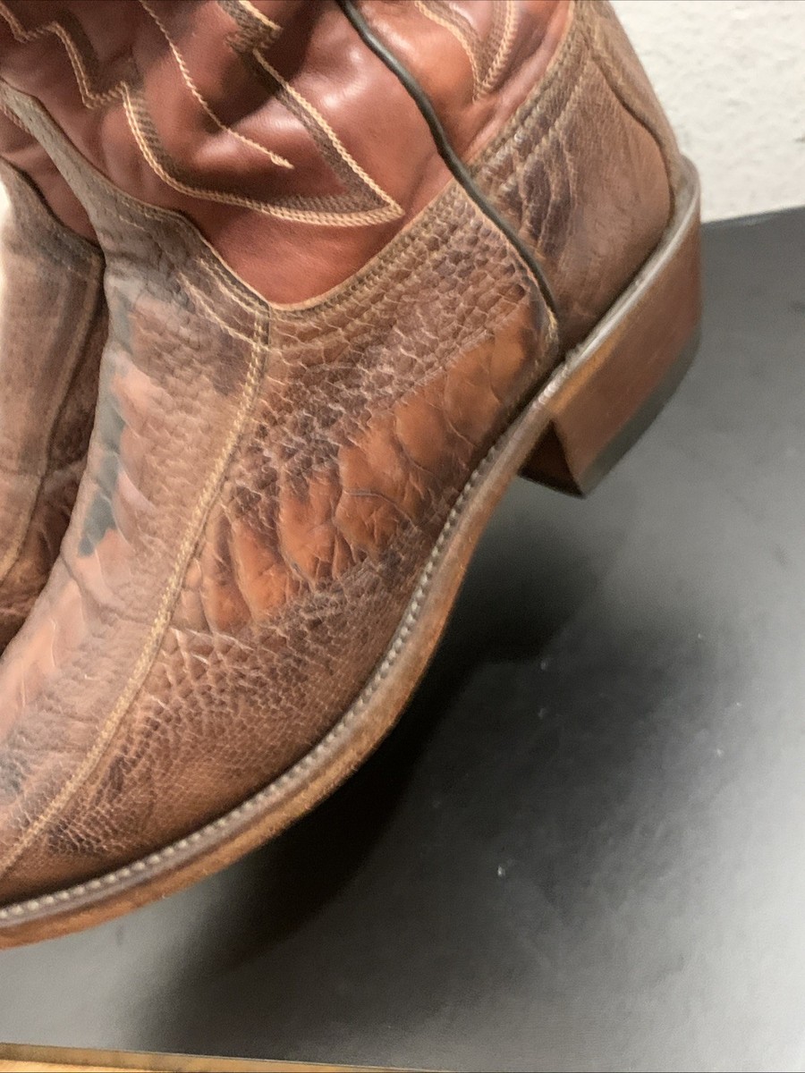 Lucchese 1883 Men\'s Ostrich Leg Cowboy Snip Toe Boots Brown N1119 Size 9D Exotic Lucchese mens ostrich leg - Gem main image 3