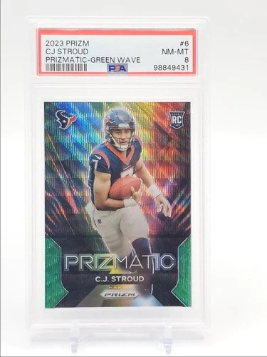 C.J. STROUD 2023 PANINI PRIZM PRIZMATIC ROOKIE GREEN WAVE RC PSA 8 Q4444
