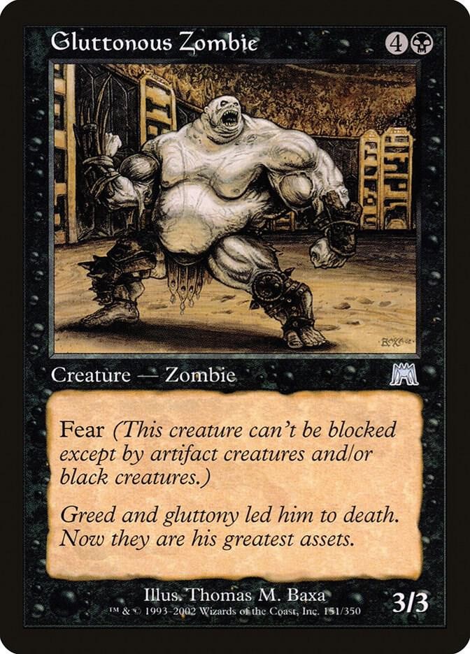 Gluttonous Zombie 151 Uncommon Onslaught Magic: The Gathering Lightly Played
