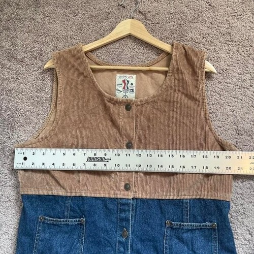 Vintage Dress Extra Large Corduroy and Jean Button Front Studio 25 - Picture 7 of 8
