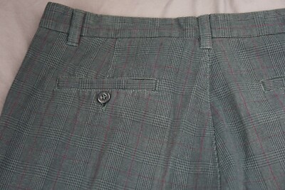 Point Zero Flat Front Chino Pants. Glen Plaid, Burgundy Window Pane. 36X28, GUC!