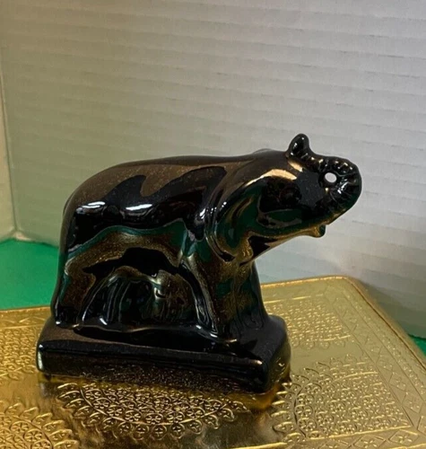 Vintage Van Briggle 1970's Black Glazed Elephant
