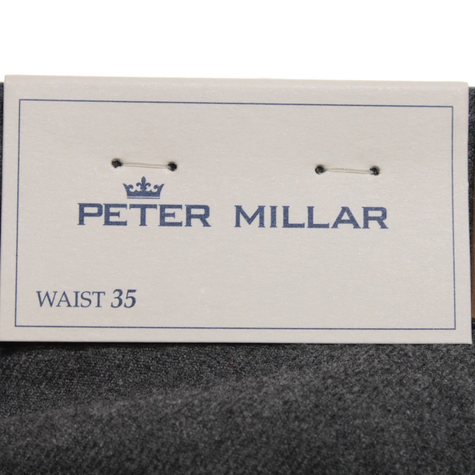 Calça jeans Peter Millar nova com etiquetas 5 bolsos corte tamanho 35 em mistura de algodão cinza sólido - Imagem 4 de 4