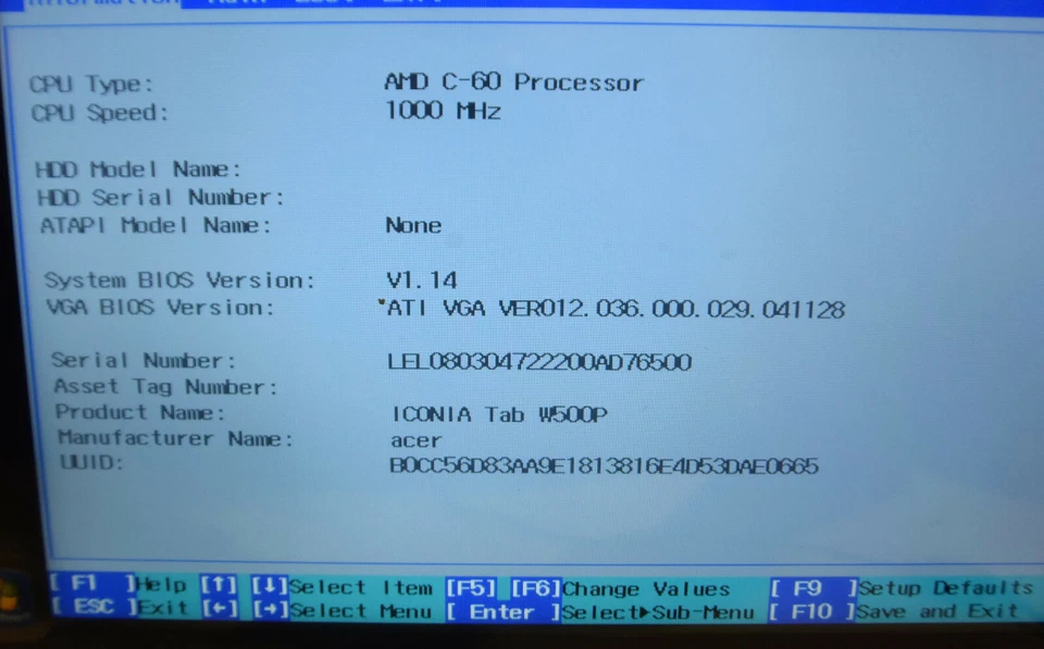 Acer Iconia W500P-BZ841 - Wi-Fi, 10.1in - NO SSD  - Black - WORKS AS IS - READ - Image 2 of 4