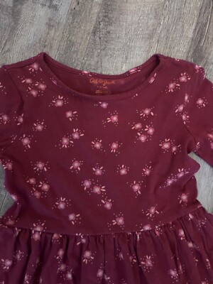 cat and jack burgundy dress Cat & Jack Burgundy Floral Long Sleeve Cotton Girl's Dress