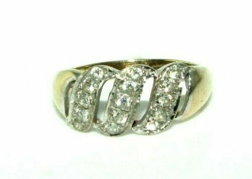 Anello Da Sera In Oro 9 Carati Con Pietra Trasparente Per Donne Taglia N - Immagine 3 di 4