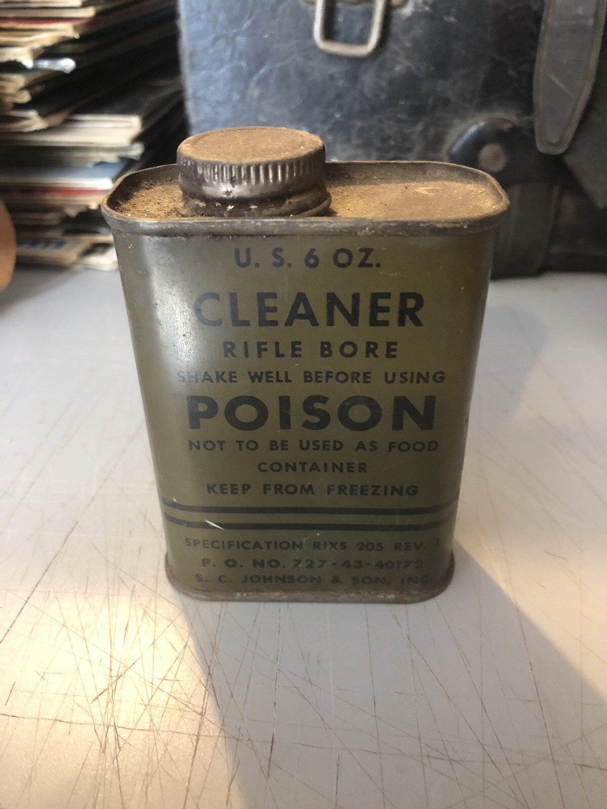 Vintage Advertising US Army WWII Rifle Bore Cleaner Solvent Gun