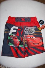 Toddler Boys Swim Trunks DISNEY CARS Formula Racers LIGHTNING McQUEEN Red 2T