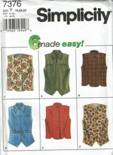 Simplicity Sewing Pattern 7376 Vest Misses Size 18-22