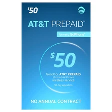 AT&T- AT&T Prepaid $50 Refill Top-Up Prepaid , AIRTIME  DIRECTLY ADDED TO MOBILE