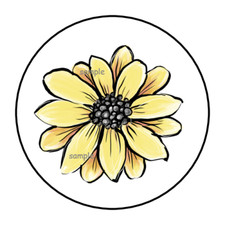 30 SUNFLOWER ENVELOPE SEALS STICKERS LABELS TAGS 1.5" ROUND FLORAL