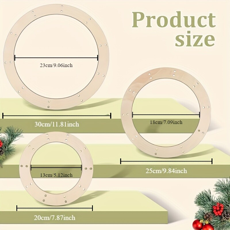 6x Wooden Wreath Frames Blank Wood Circle Round Wood Ring Craft