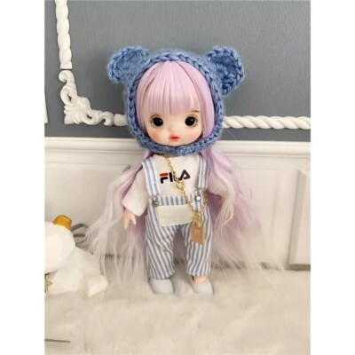 Full Set 1/8 BJD Doll Mini Girl Doll with Clothes Shoes Hat Eye Wig Face Makeup