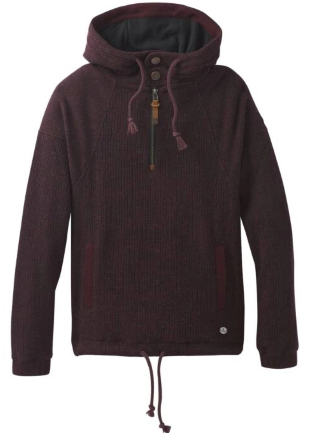 PrAna Women's Hartlie 1/4 ZIP Hooded Pullover, X-Small, Burgundy, NWT