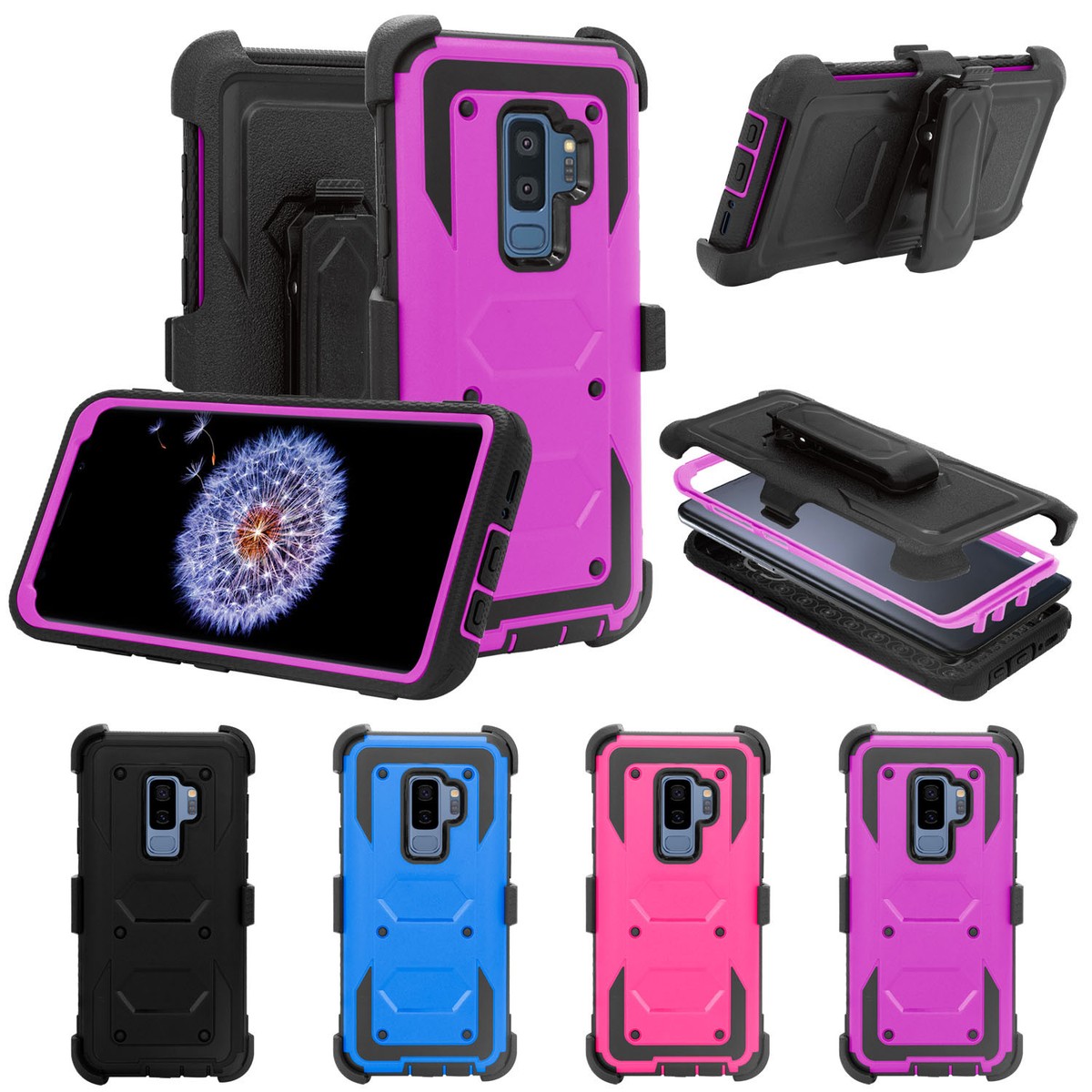 For Samsung Galaxy S9/S9 Plus Holster Heavy Duty Kickstand With Screen  Protector