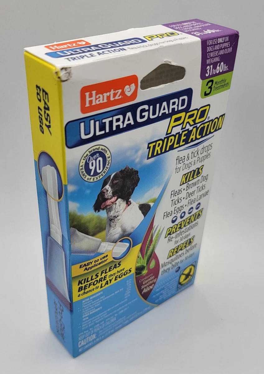 BNIB Hartz Ultra Guard Pro Triple Action FLEA & TICK DROPS For Dogs 31-  60lbs