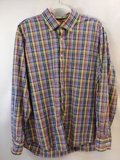 Alan Flusser Men's Shirt Size XL Multicolor Check Button Down Cotton Long Sleeve