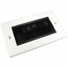 Black Brush Double 2 Gang Wall Outlet Cable Entry Plate Tidy Mount Wallplate