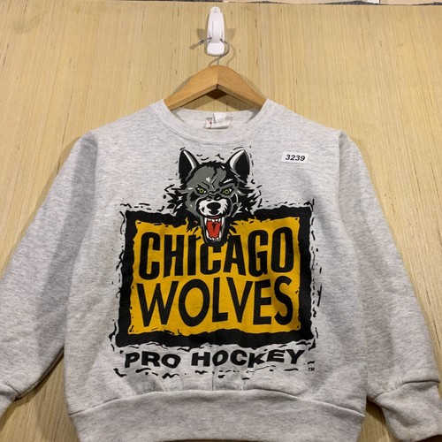 Vintage Chicago Wolves Sweater Youth 10/12 Grey Long Sleeve Men's Pullover Boy's - Picture 4 of 12