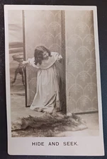vtg postcard Bamforth England RPPC Hide and seek girl playing real photo