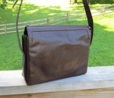 Authentic Susan Gail Brown Calf Leather Vintage Expanding Handbag W/ Strap 1970s