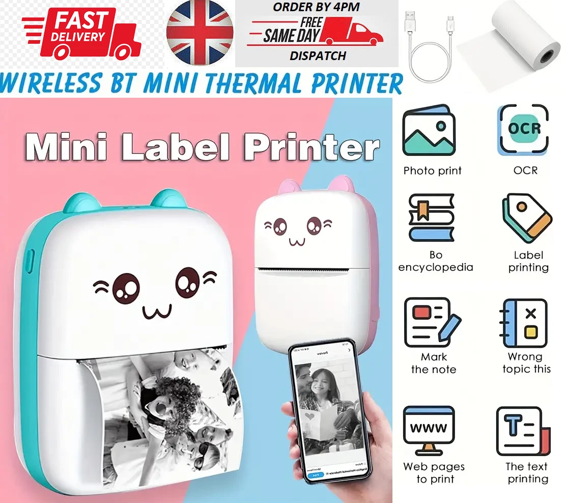 Small Portable Wireless Thermal Photo Printer Pocket Student Mini Error  Label Printer