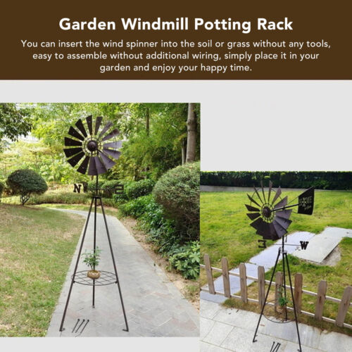 Garden Windmill Potting Rack Multifunctional Rotating Iron Floor Windmill
