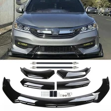 For Honda Accord Civic Front Bumper Lip Spoiler Splitter Body Kit Glossy Black