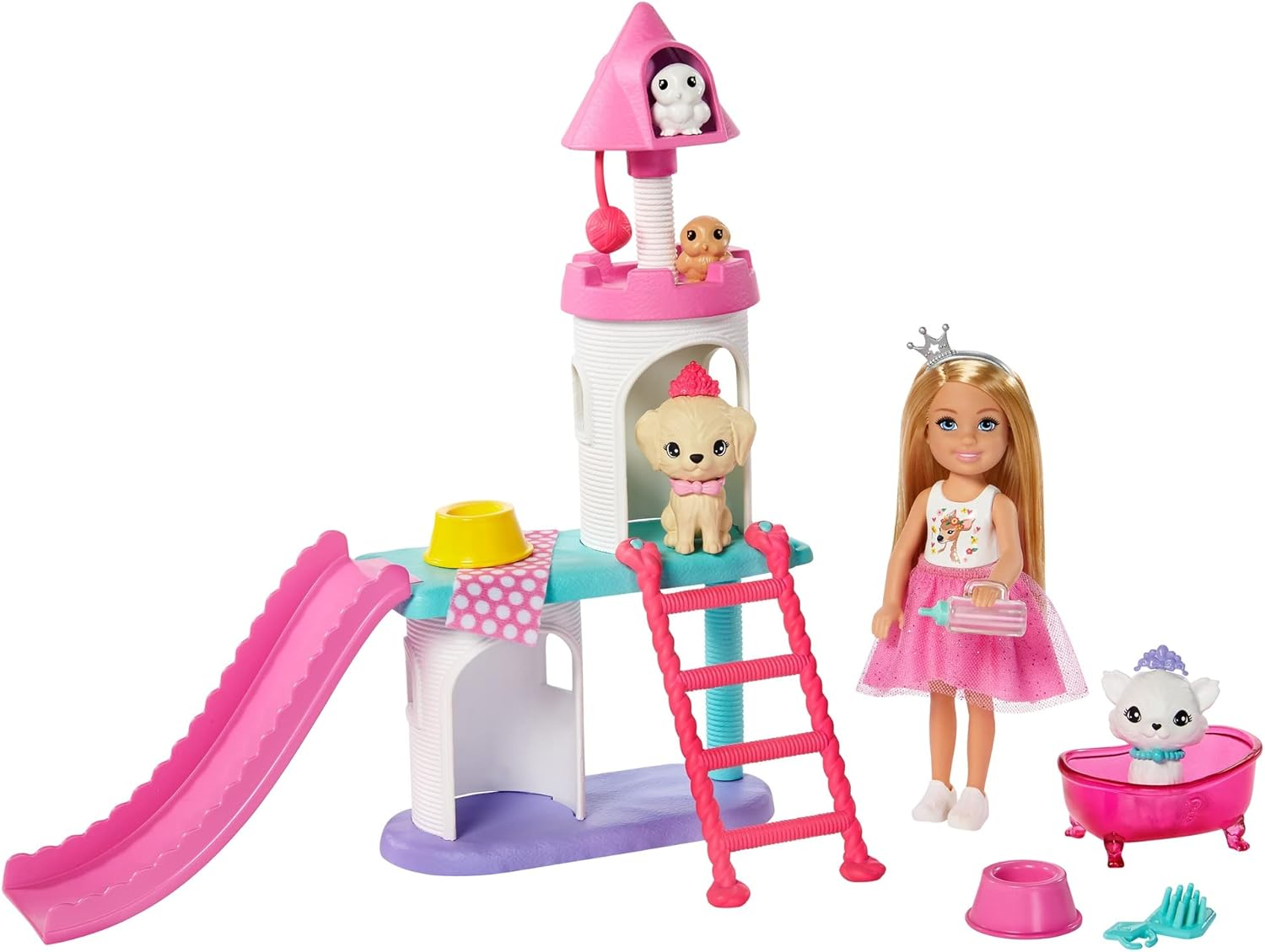 Princess Adventure Chelsea Pets Castle Playset With Blonde Chelsea Doll 6 Inches