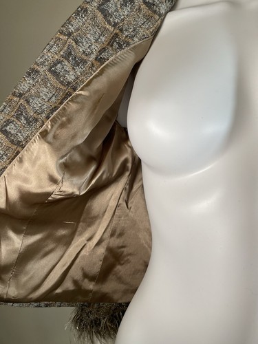 JULIANA COLLEZIONE Wool Mohair Blend TEXTURED Gold Fringe JACKET BLAZER Sz 2 - Picture 6 of 17