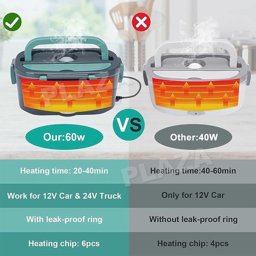 2 in1 Home Car Electric Lunch Box Stainless Steel Food Heating Bento Box AU Plug - Picture 8 of 12