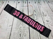 30th Birthday Sash Tiara for Women Rose Gold Black Birthday Sash Crown