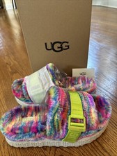 UGG  Women's Fluffita Pixelate Platform Sandals Sz 8 Multicolor Slides Shoes