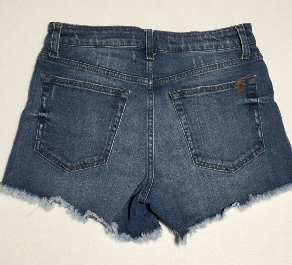 Женские джинсовые шорты с высокой талией Joe's Jeans 27 цвет синий средний стирка искусственно состаренный необработанный подол - Изображение 4 из 4