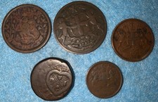 India EIC 1/4 anna 1/2 pice 1/12a, Bombay Presidency 1 pice Bale Mark, Ratlam