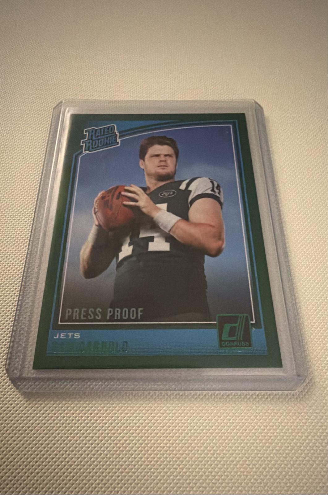 2018 Panini Donruss-Rated Rookie Sam Darnold Press Proof Green (RC) Color Match