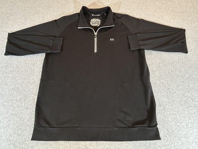Travis Mathew Pullover Mens Large Black 1/4 Zip Sweatshirt Sweater Golf Athletic