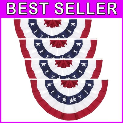 3 x 6 Ft American Pleated Fan Flag Set - Perfect for 4th of July Celebrations