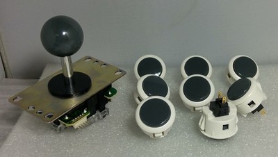 8 pcs Sanwa Genuine Buttons Mix White Grey & Grey Joystick Video Game Arcade