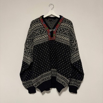 Vintage Kristian Bi-Bo Dale of Norway style blend wool 1/4 sweater men`s L