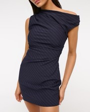 Zara Pinstripe Off The Shoulder Mini Dress Size Medium