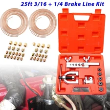 Racewill 25ft 3/16 + 1/4 Copper Coated Brake Line & Double & Single Flaring Tool